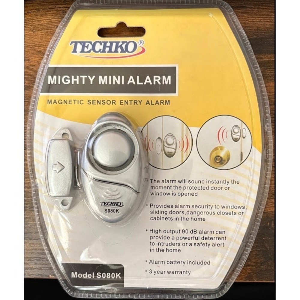 Techko Mighty Mini Alarm Model S080K Magnetic Sensor Entry Window Door 90dB